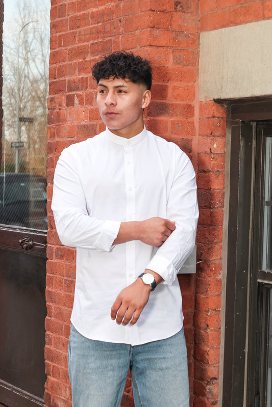 Band Collar Shirt Long Sleeve Casual - LEGNATTE