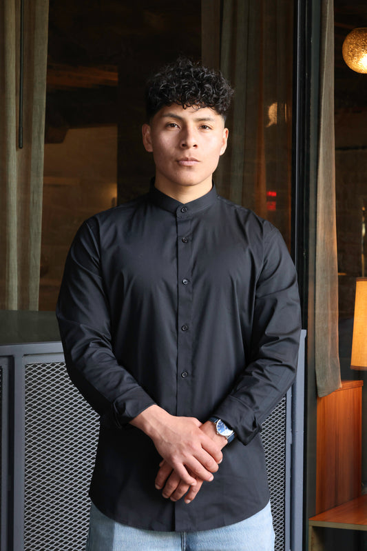 Band Collar Shirt Long Sleeve Casual - LEGNATTE